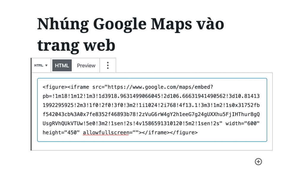 copy past code google map vao website